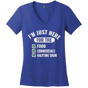 Funny Football Party I'm Just Here For The Funny Gift Women's V-Neck T-Shirt