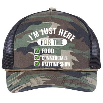 Funny Football Party I'm Just Here For The Funny Gift Retro Rope Trucker Hat Cap