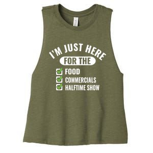 Funny Football Party I'm Just Here For The Funny Gift Women's Racerback Cropped Tank