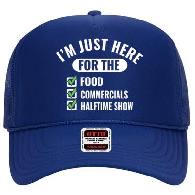 Funny Football Party I'm Just Here For The Funny Gift High Crown Mesh Back Trucker Hat