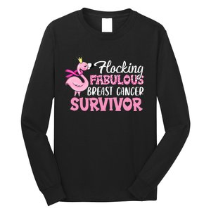 Flocking Fabulous Pink Ribbon Flamingo Breast Cancer Long Sleeve Shirt