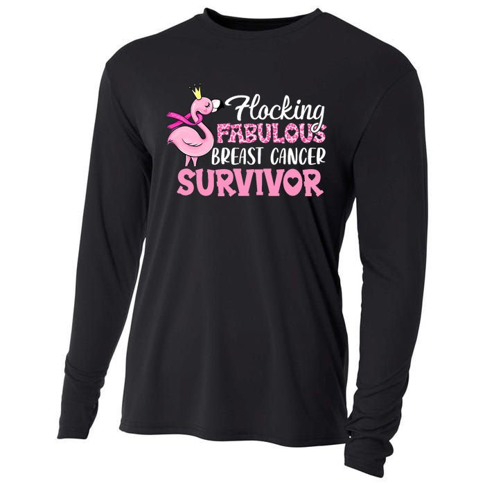 Flocking Fabulous Pink Ribbon Flamingo Breast Cancer Cooling Performance Long Sleeve Crew