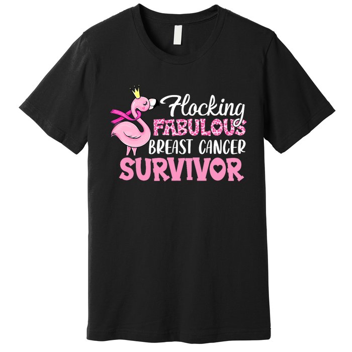 Flocking Fabulous Pink Ribbon Flamingo Breast Cancer Premium T-Shirt