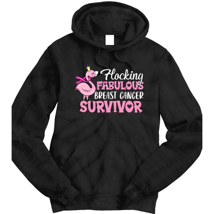 Flocking Fabulous Pink Ribbon Flamingo Breast Cancer Tie Dye Hoodie