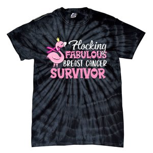 Flocking Fabulous Pink Ribbon Flamingo Breast Cancer Tie-Dye T-Shirt