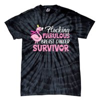 Flocking Fabulous Pink Ribbon Flamingo Breast Cancer Tie-Dye T-Shirt