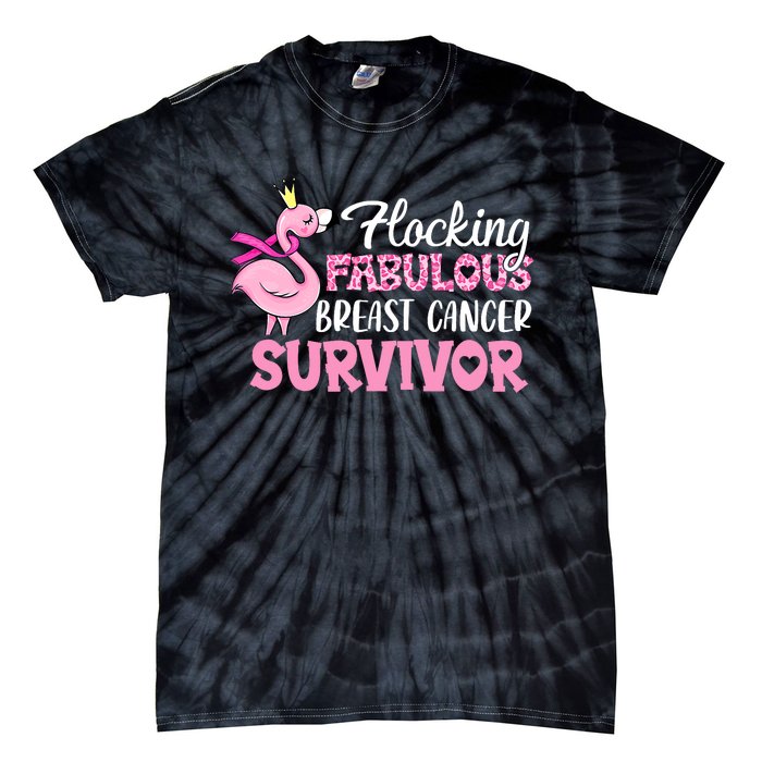 Flocking Fabulous Pink Ribbon Flamingo Breast Cancer Tie-Dye T-Shirt