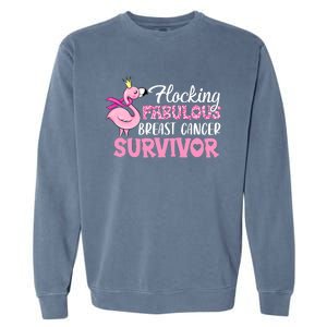 Flocking Fabulous Pink Ribbon Flamingo Breast Cancer Garment-Dyed Sweatshirt