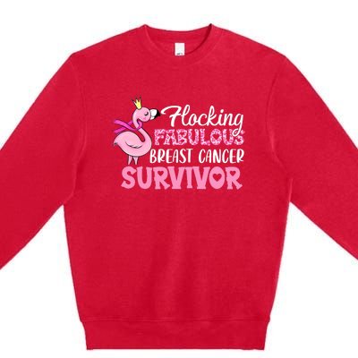 Flocking Fabulous Pink Ribbon Flamingo Breast Cancer Premium Crewneck Sweatshirt