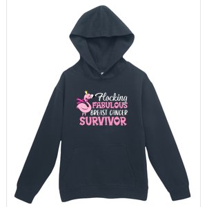 Flocking Fabulous Pink Ribbon Flamingo Breast Cancer Urban Pullover Hoodie