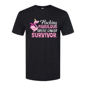 Flocking Fabulous Pink Ribbon Flamingo Breast Cancer Softstyle CVC T-Shirt