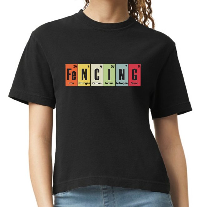 Funny Fencing Periodic Elements Vintage Fencing Science Comfort Colors Boxy T-Shirt