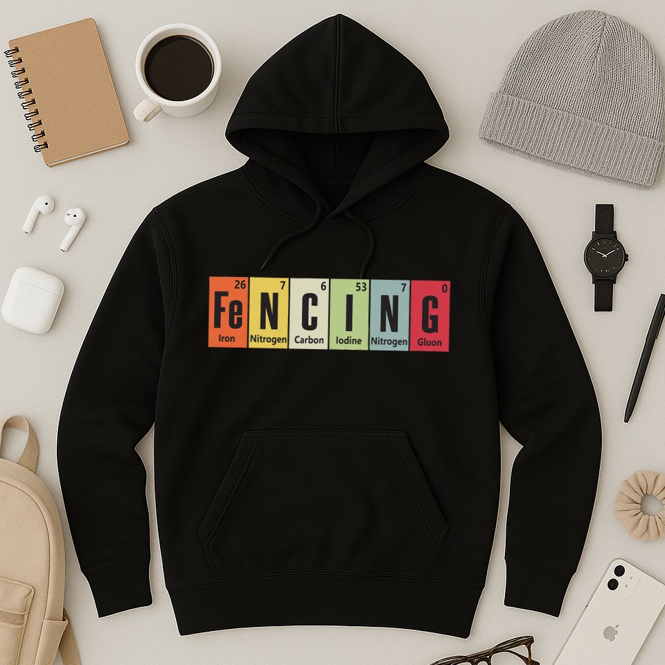 Funny Fencing Periodic Elements Vintage Fencing Science Hoodie