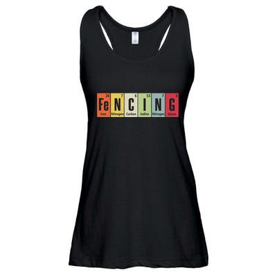 Funny Fencing Periodic Elements Vintage Fencing Science Ladies Essential Flowy Tank