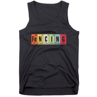 Funny Fencing Periodic Elements Vintage Fencing Science Tank Top
