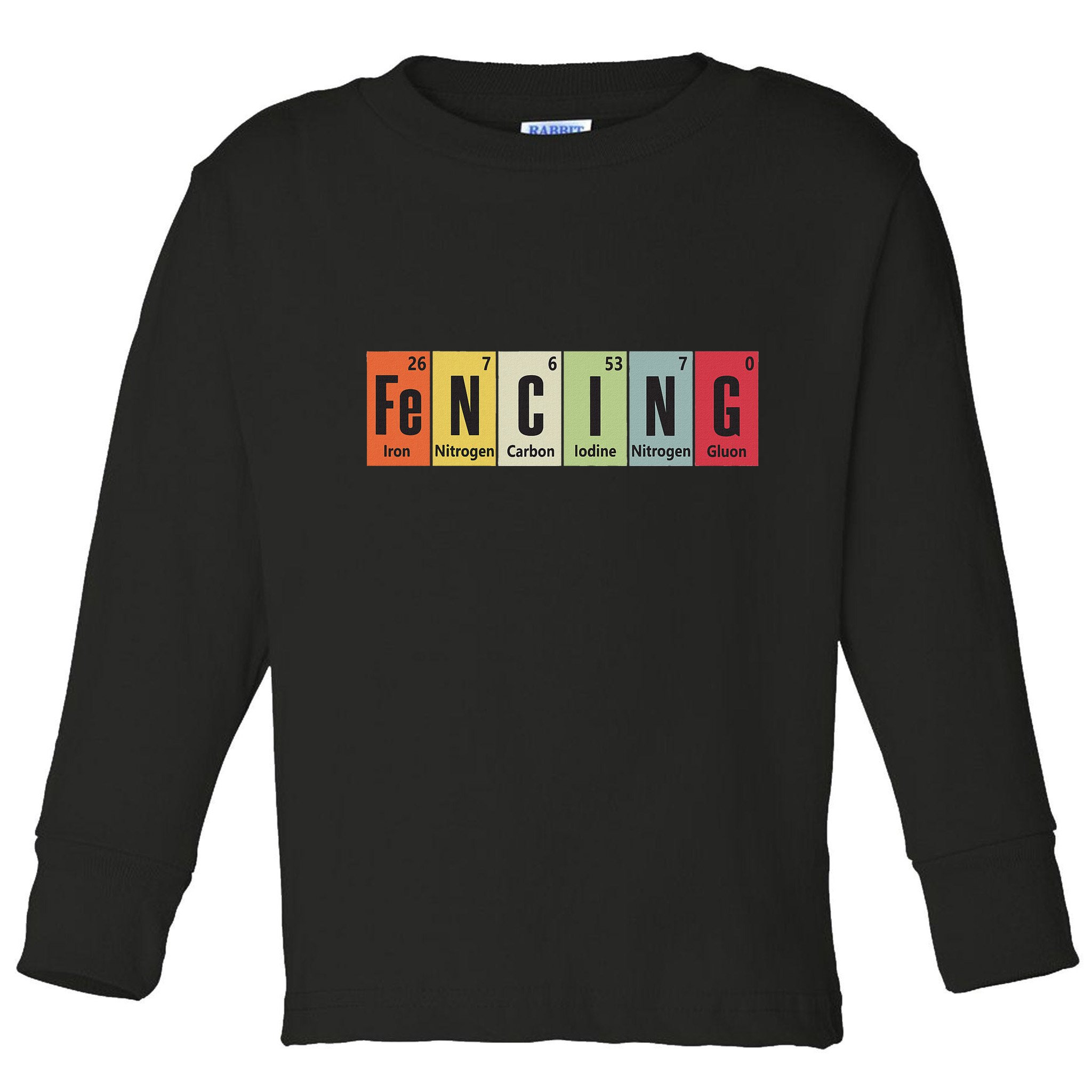Funny Fencing Periodic Elements Vintage Fencing Science Toddler Long Sleeve Shirt