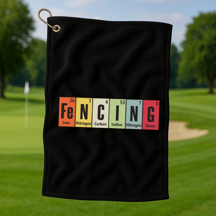 Funny Fencing Periodic Elements Vintage Fencing Science Golf Towel