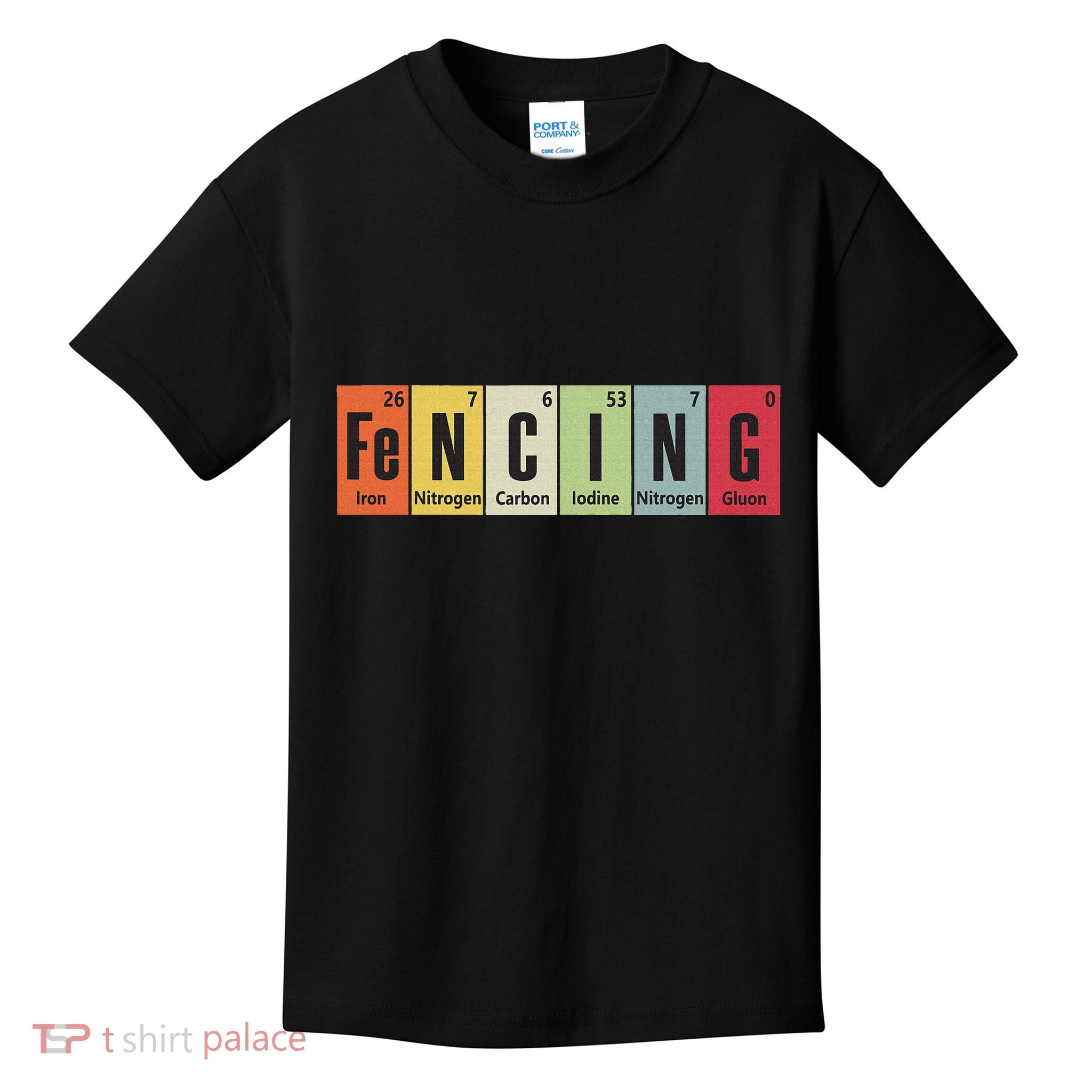 Funny Fencing Periodic Elements Vintage Fencing Science Kids T-Shirt