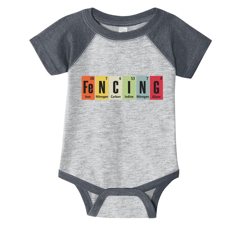 Funny Fencing Periodic Elements Vintage Fencing Science Infant Baby Jersey Bodysuit