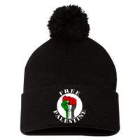 #Freepalestine Free Palestine Pom Pom 12in Knit Beanie