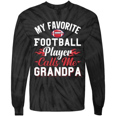 Favorite Football Player Grandpa Graphic Tie-Dye Long Sleeve Shirt