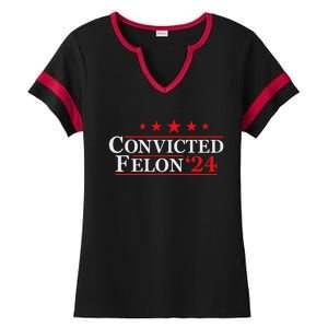 Felon24 Funny Pro Trump 2024 Campaign Ladies Halftime Notch Neck Tee