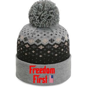 Freedom First Patriotic America First Liberty Constitution Funny Gift The Baniff Cuffed Pom Beanie