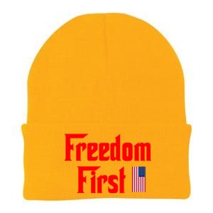 Freedom First Patriotic America First Liberty Constitution Funny Gift Knit Cap Winter Beanie