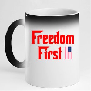 Freedom First Patriotic America First Liberty Constitution Funny Gift 11oz Black Color Changing Mug