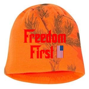 Freedom First Patriotic America First Liberty Constitution Funny Gift Kati - Camo Knit Beanie