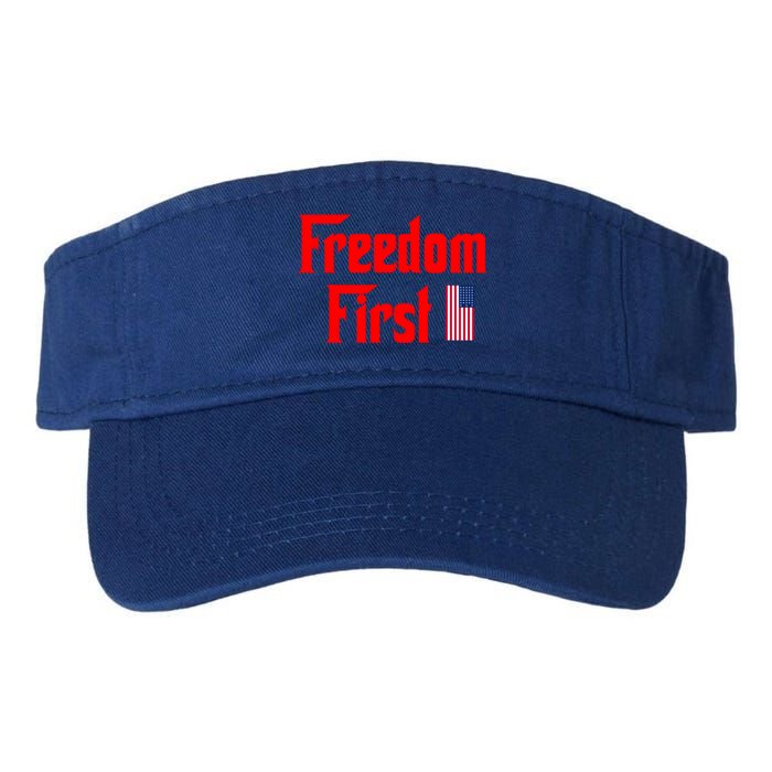 Freedom First Patriotic America First Liberty Constitution Funny Gift Valucap Bio-Washed Visor