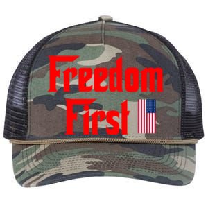 Freedom First Patriotic America First Liberty Constitution Funny Gift Retro Rope Trucker Hat Cap