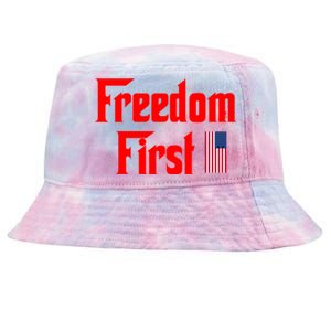 Freedom First Patriotic America First Liberty Constitution Funny Gift Tie-Dyed Bucket Hat