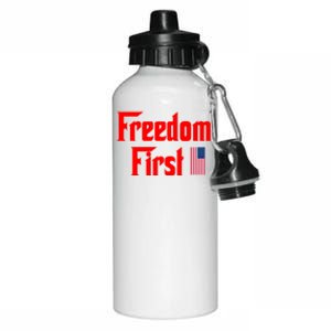 Freedom First Patriotic America First Liberty Constitution Funny Gift Aluminum Water Bottle