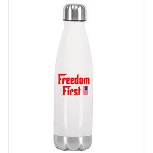 Freedom First Patriotic America First Liberty Constitution Funny Gift Stainless Steel Insulated Water Bottle