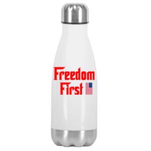 Freedom First Patriotic America First Liberty Constitution Funny Gift Stainless Steel Insulated Water Bottle