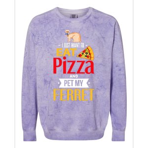 Ferret Funny Pizza Lover Pet Ferret Joke Ferret Lover Colorblast Crewneck Sweatshirt