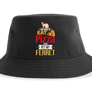 Ferret Funny Pizza Lover Pet Ferret Joke Ferret Lover Sustainable Bucket Hat