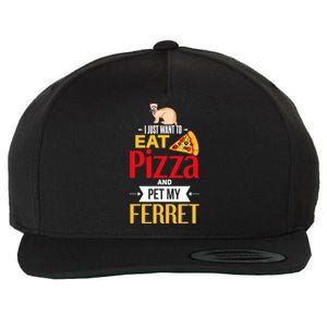 Ferret Funny Pizza Lover Pet Ferret Joke Ferret Lover Wool Snapback Cap