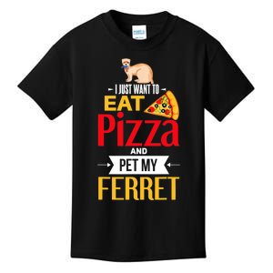 Ferret Funny Pizza Lover Pet Ferret Joke Ferret Lover Kids T-Shirt