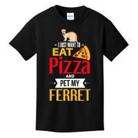 Ferret Funny Pizza Lover Pet Ferret Joke Ferret Lover Kids T-Shirt