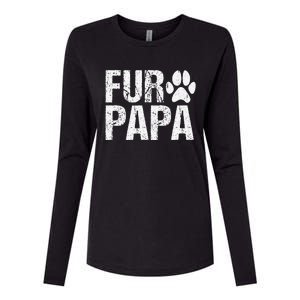 Funny Fur Papa Pet Lover Dog Dad Fathers Day Womens Cotton Relaxed Long Sleeve T-Shirt