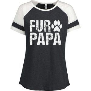 Funny Fur Papa Pet Lover Dog Dad Fathers Day Enza Ladies Jersey Colorblock Tee