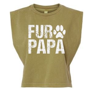 Funny Fur Papa Pet Lover Dog Dad Fathers Day Garment-Dyed Women's Muscle Tee