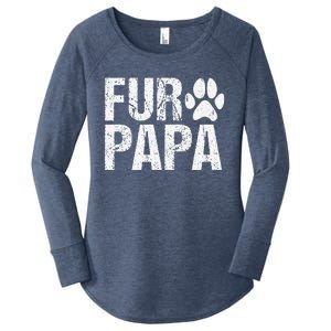 Funny Fur Papa Pet Lover Dog Dad Fathers Day Women's Perfect Tri Tunic Long Sleeve Shirt