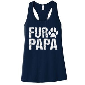 Funny Fur Papa Pet Lover Dog Dad Fathers Day Women's Racerback Tank