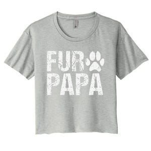 Funny Fur Papa Pet Lover Dog Dad Fathers Day Women's Crop Top Tee