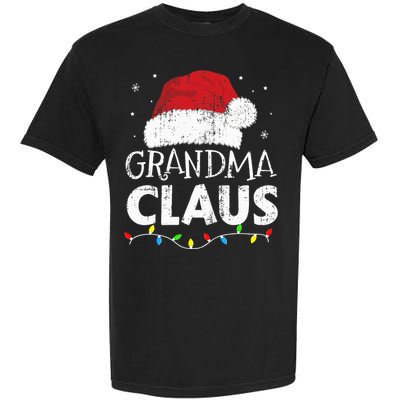 Festive Family Pajamas Grandma Claus Christmas Lights Garment-Dyed Heavyweight T-Shirt