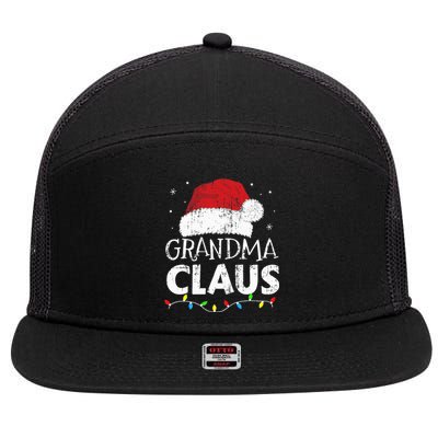 Festive Family Pajamas Grandma Claus Christmas Lights 7 Panel Mesh Trucker Snapback Hat