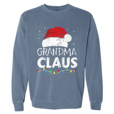 Festive Family Pajamas Grandma Claus Christmas Lights Garment-Dyed Sweatshirt